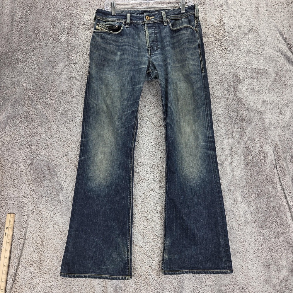 Diesel Jeans Mens 29x32 Blue Zathan Regular Bootcut Button Fly Stretch 008B2